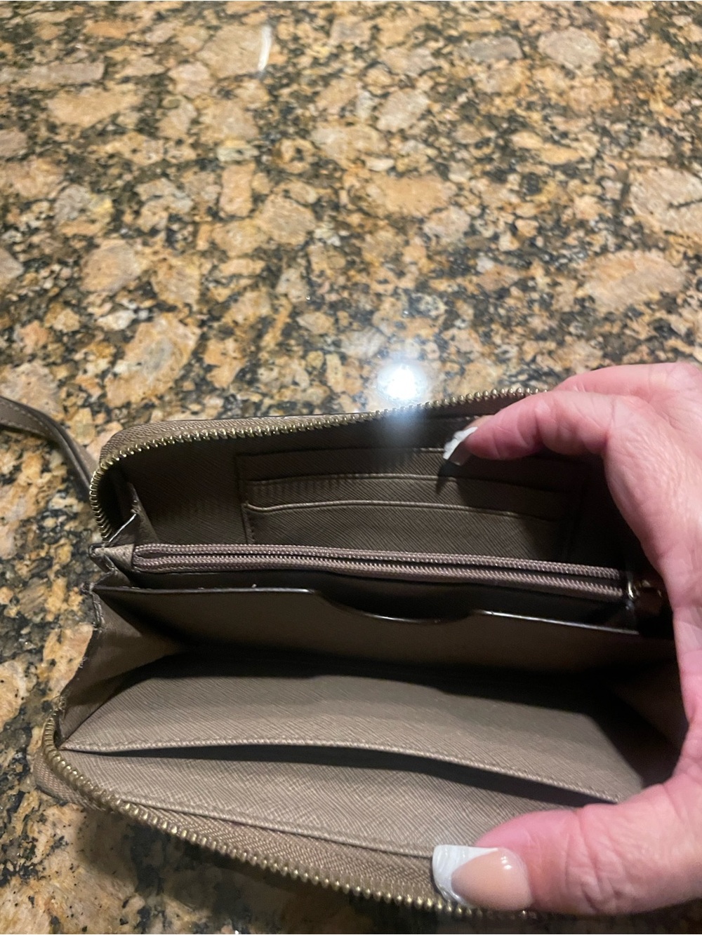 Michael Kors Taupe Zip Wallet Wristlet